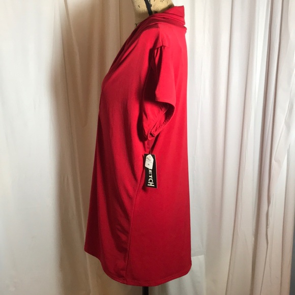 🆕 Red Shawl Collar Stretch V Neck Blouse Plus 3X - Picture 2 of 6